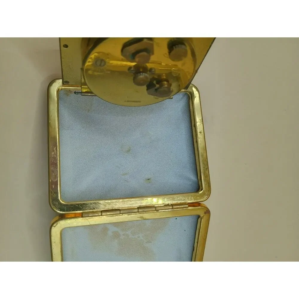 Vintage Seth Thomas Travel Alarm Clock, Germany, Gold Tone Folding Case, 3